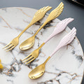 Creative Wing Antler Korean Style Cake Iced Honey Stir Stainless Steel Fork and Spoon for Dessert Wedding Coffee Spoon