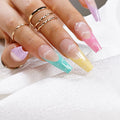 Rainbow French Cloud-like Fluffy Bubbles Spring/Summer Season 24 Pcs Press on Nails False Nails Artificial Fingernails 1123