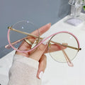 Women Glasses Frame Fashion Optical Chunky Black Vintage Metal Eyeglasses Frame Blue Light Glasses for Men Round Eyeglass