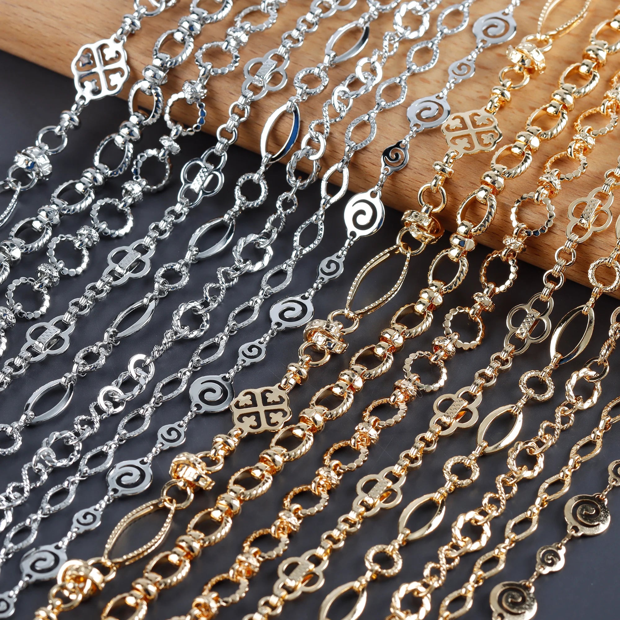 C210 1m/lot DIY Metal Chain Pass REACH Nickel Free 18k Gold Rhodium Plated Copper Charm Jewelry Making Bracelet Necklace