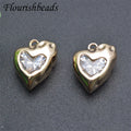 Fashion Style Nickel Free Anti Fading Gold Plated CZ Pave Irregular Heart Charms Pendants for Jewelry Making