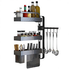 3 Tier Chaozhou City Kitchen Shelf Wall Mount Three Tier 360 Degree Revolving Rotary Multifunctional Spice Rack