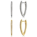 FUAMAY S925 20gx8mm Hinged Segment V Hoop Earrings Geometric Oval Pave with Zircon Gold Plated for Weddings