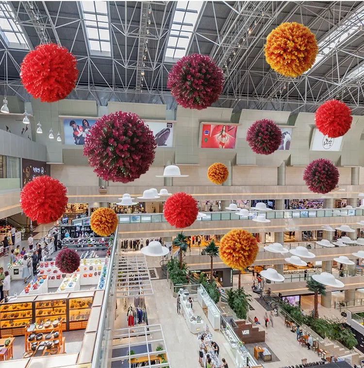 S0199 2022 Artificial Plant Ball Home Wedding Decor Plastic Grass Fake Ball Mall Hall Ceiling Decorative Eucalyptus Ball