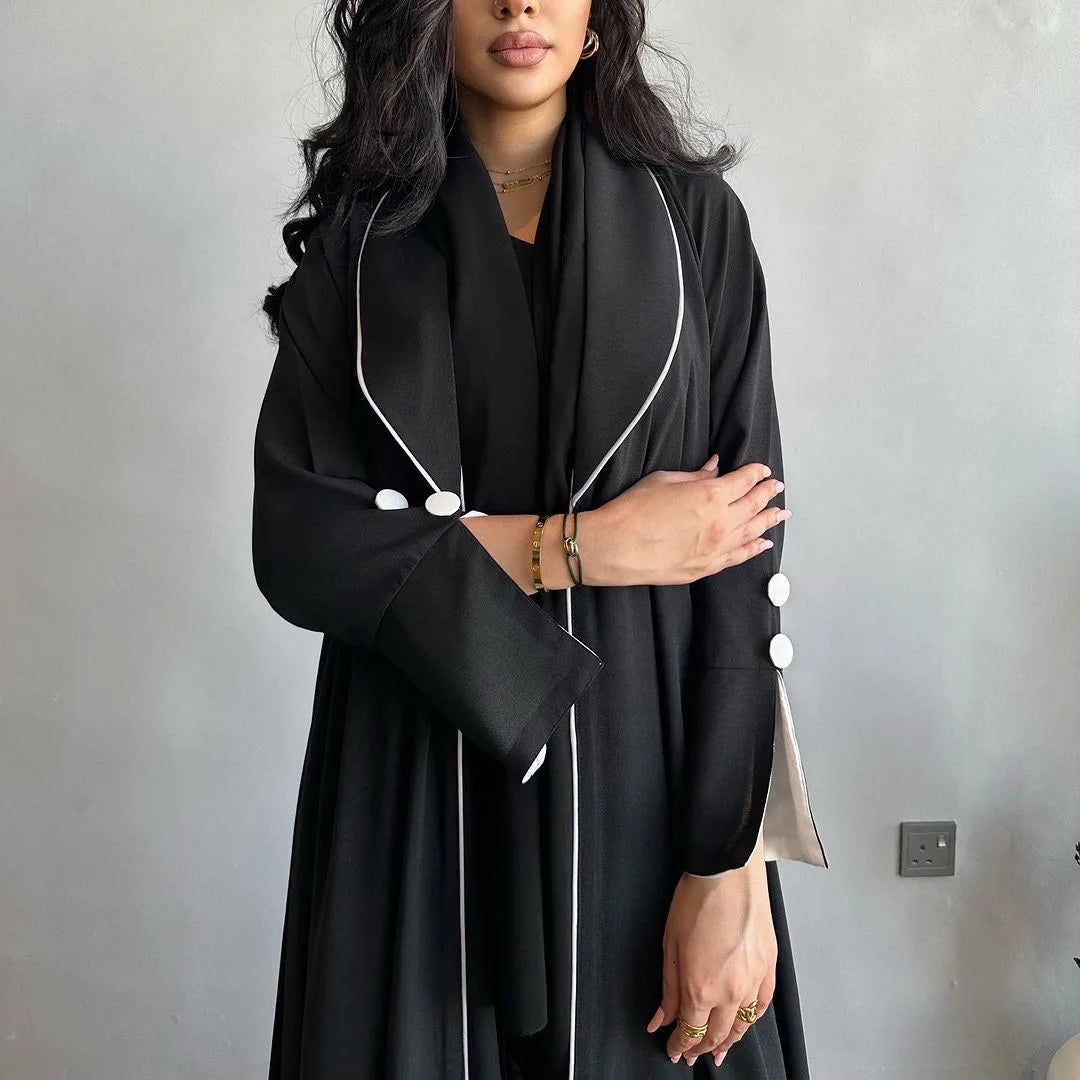 Elegant New Model 4color Solid Black Abaya in Dubai 2024 Front Open Abaya