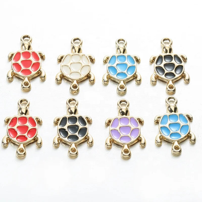 New Alloy Mix Color Enamel Tortoise Turtle Connector Metal Metal Charms Pendants for Jewelry Making DIY Handmade Jewelry Accessories