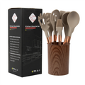 Hehui 10Pcs Kitchen Utensil Set Silicone Baking Accessories with Wooden Handle Model GG-64