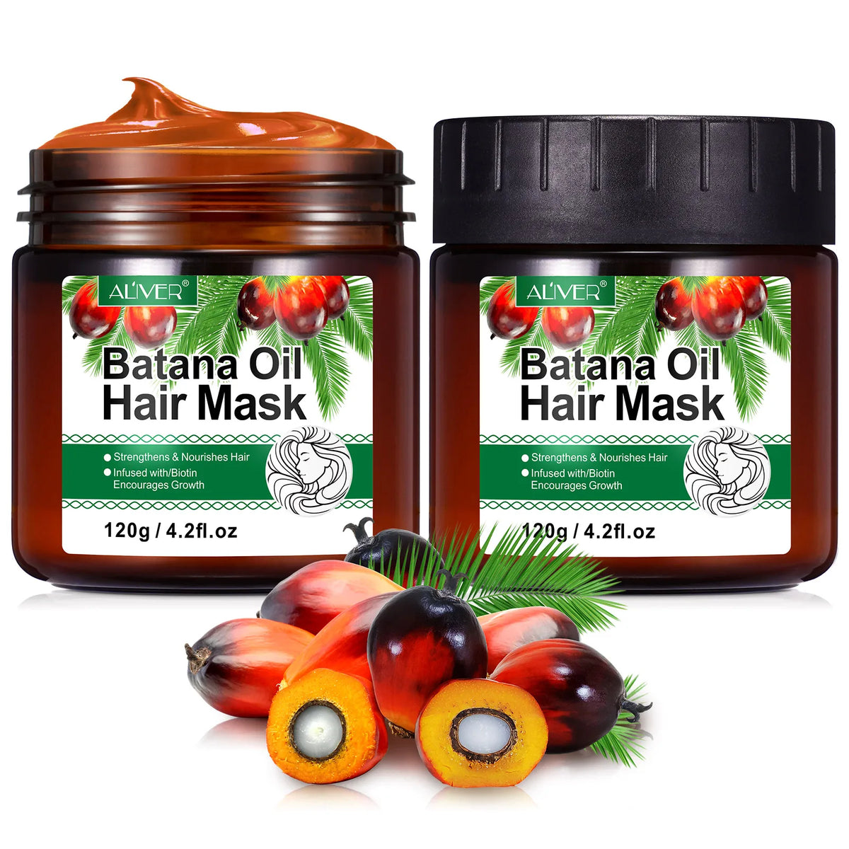 ALIVER 120g Antioxidants Vitamin E Biotins Hair Growth Professional Moisturizing Smoothing Batana Oil Hair Mask