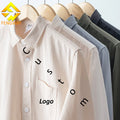 Fengway Custom Men's Office Casual Shirt Long Sleeve with Solid Lapel Top and Turndown Collar Breathable for Autumn Season