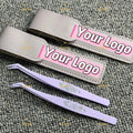 Printed Logo Lash Tweezers with Anti-Sticky Coated Layer for No Glue Lashes Enamel Coated
