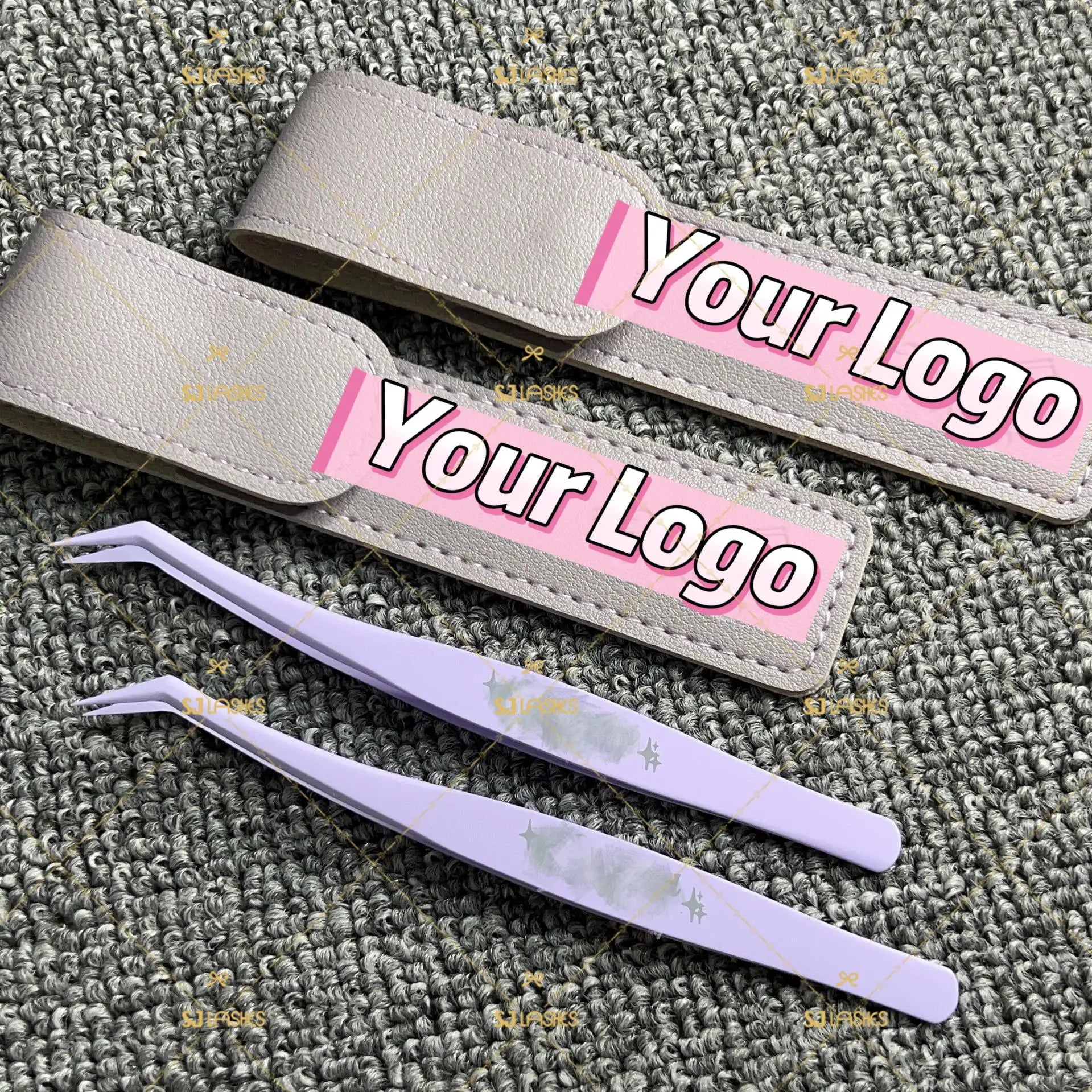 Printed Logo Lash Tweezers with Anti-Sticky Coated Layer for No Glue Lashes Enamel Coated