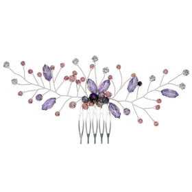 New Arrival Hair Comb Wedding Purple Simple Beads Rhinestone Crystal Hair Jewelry Wedding