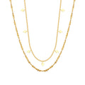 Fashion Fine Double Layer Chain Choker Necklace Gold Plated square Charm Necklace