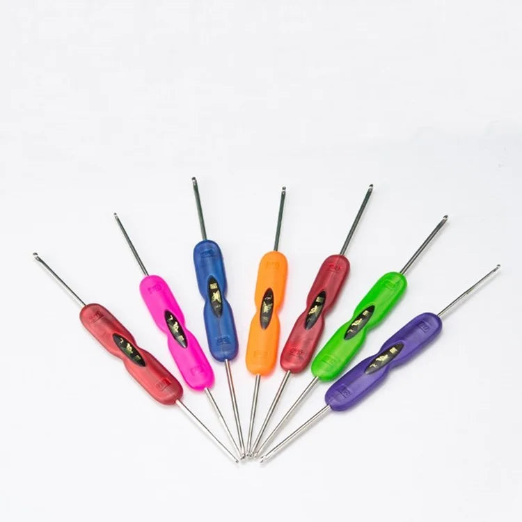 Random Color Plastic Double Headed Handle Galvanized Crochet Hook for Manual DIY Gift Making Kit