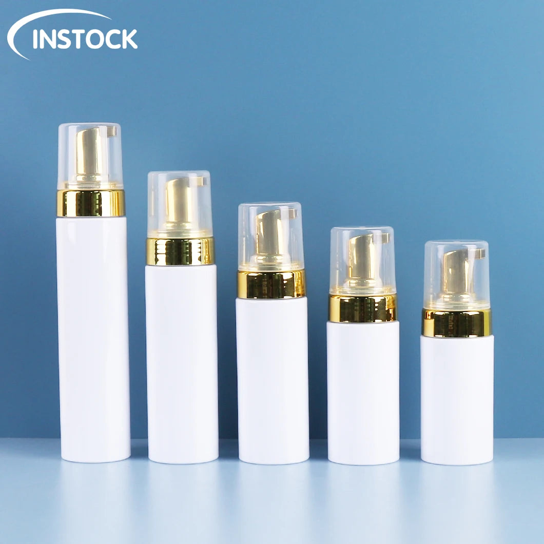 Instock 100ml 120ml 150ml 200ml 250ml PET Cosmetic Packaging Foam Pump Bottle with Press Cap for Soap Hand Dispenser
