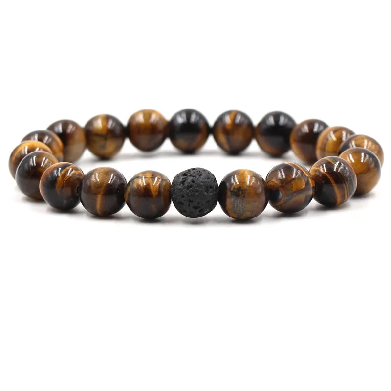 Popular 10mm Black Lava Tiger Eye Stone Set Fashion Bracelet & Bangles Stylish Jewelry for Women MegaBDM