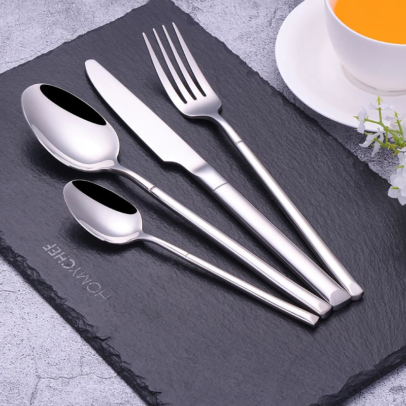 Sliver Stainless Steel Cutlery Set Portugal Knight Forks and Knives Set Stainless Steel