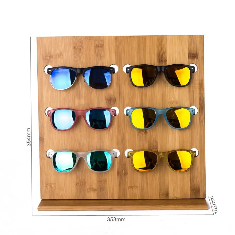 Fashion Natural Bamboo Material Sunglasses Display Stand for Six Sunglasses