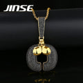 LUOTEEMI Gold Plated Hip Hop Black Square Shape Pendant Necklace with 3A Cubic Zirconia Diamond Mens Jewelry Necklace