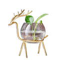 Cheap Price Metal Glass Water Hydroponics Deer Home Decoration and Garden Flower Pot Planters Green Flower Style Vase Cute Color