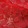Floral 100% Polyester Embroidered Lace Fabric Red Sequins Knitted Technique Medium Weight for Bags Shoes Weddings Upholstery