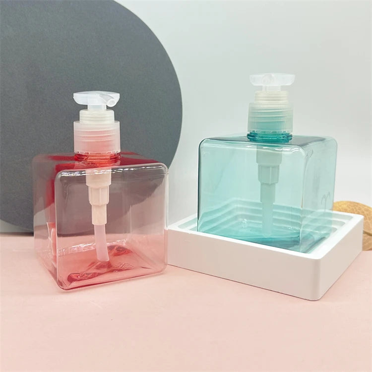 250ml Plastic square pink Light Blue Detachable Reusable Hand Wash Foaming Pump Bottles