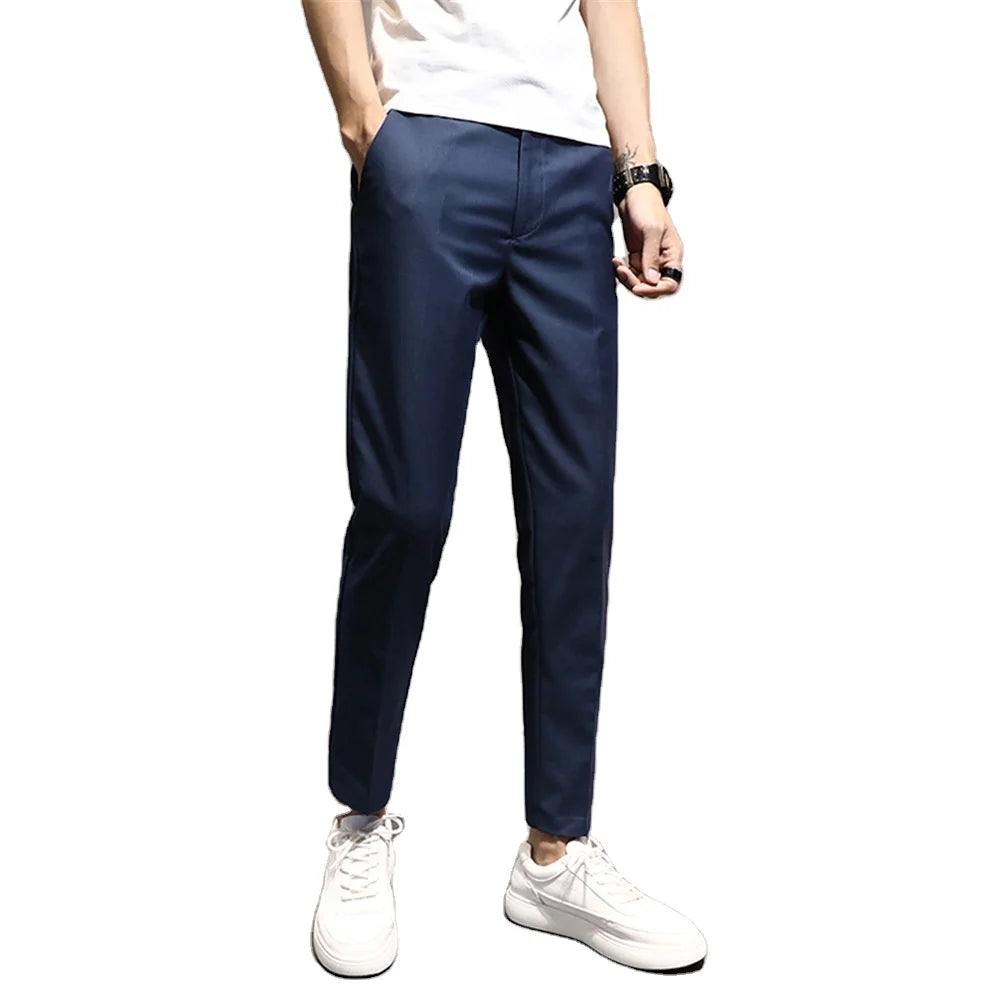 Non-iron Slim Men's Ankle Length Pants Foreign Trade Holiday Men's Casual Pants