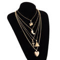 Vintage Multi-layer Maple Leaf Pendant Necklace Egyptian Style Heart Choker for Women Party Jewelry Gift