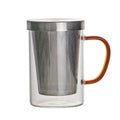 Borosilicate Glass Tea Cup Tea Glasses with Stainless Steel Infuser & Lid