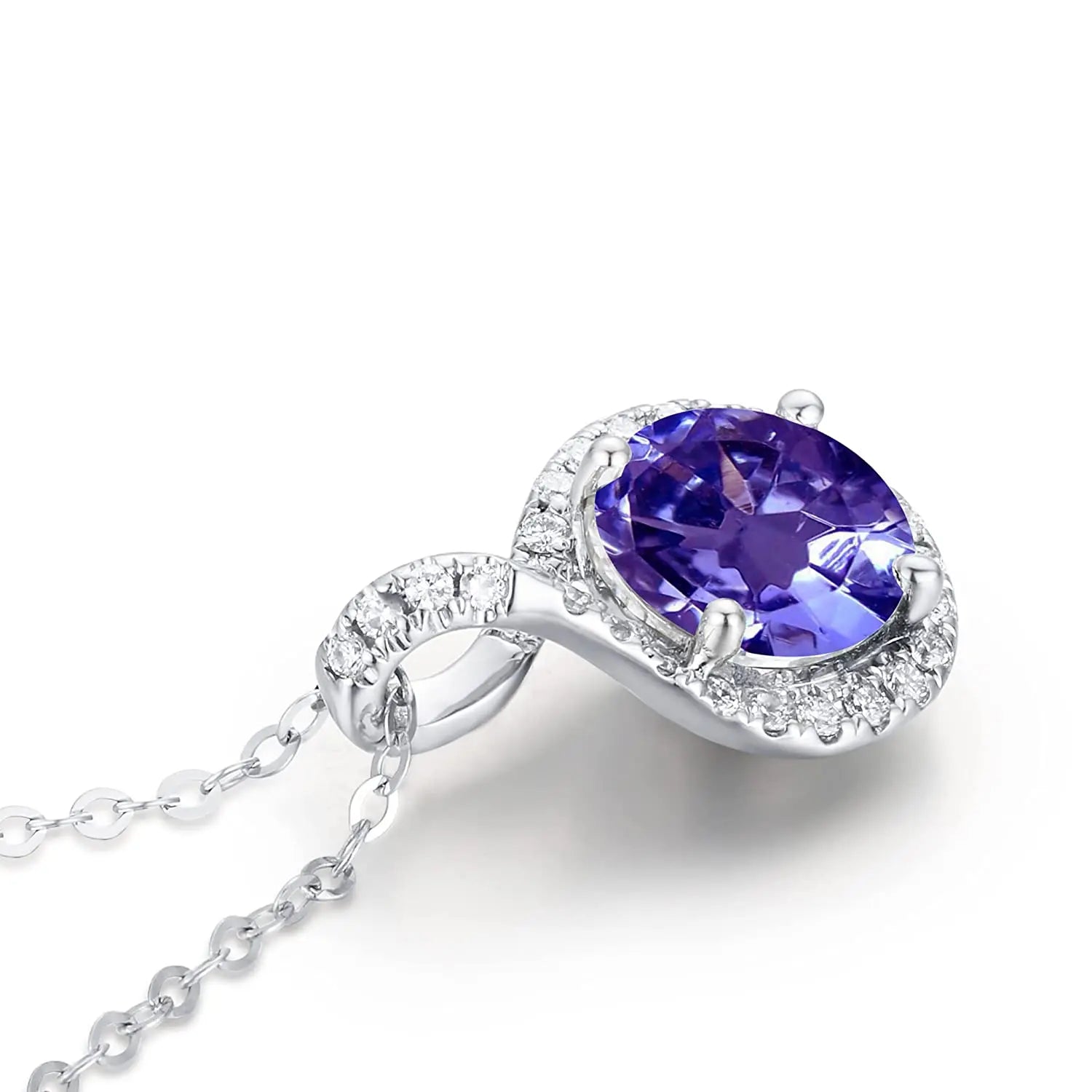 Angara Natural Tanzanite Solitaire Pendant Necklace for Women Girls in 14K Solid Gold Platinum