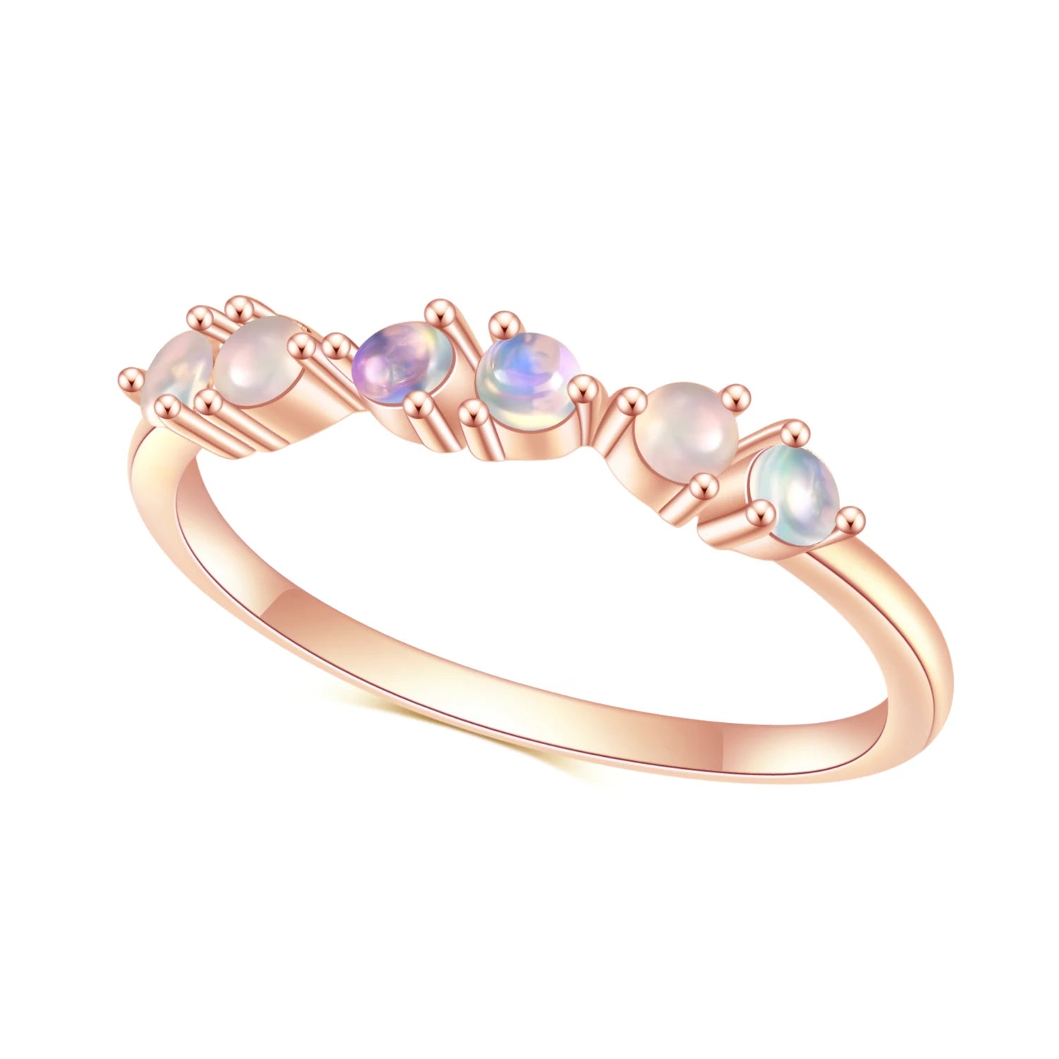 OL0954 Abiding Jewelry New Product Round Brilliant Cut 2.5mm African Opal Gemstone 925 Silver Eternity Wedding Ring Bands