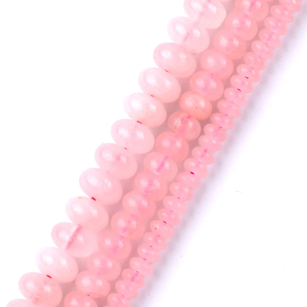 AsVrai U Natural Rose Pink Quartz Rondelle Stone Wheel Beads Loose Spacer Beads for Jewelry Making Accessories Bracelet Handmade