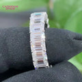 Emerald Cut Moissanite Full Eternity Ring 2x4mm 4x6mm Luxury 18K 14K Lab Grown Diamond Ring Women Wedding Engagement Ring