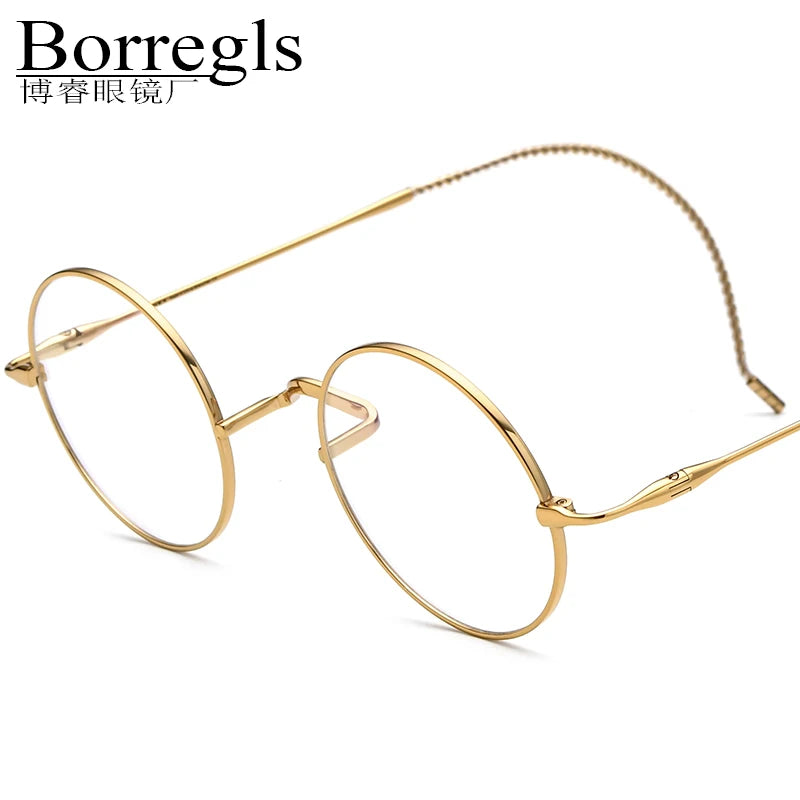 Borregls Titanium Glasses Frame Men New Brand Designer Retro Vintage Round Optical Eyeglasses Women Lightweight Eyewear 185725