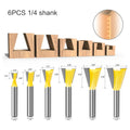 L-N029-3 6pcs 6mm and 6.35mm Shank Dovetail Router Bit Set