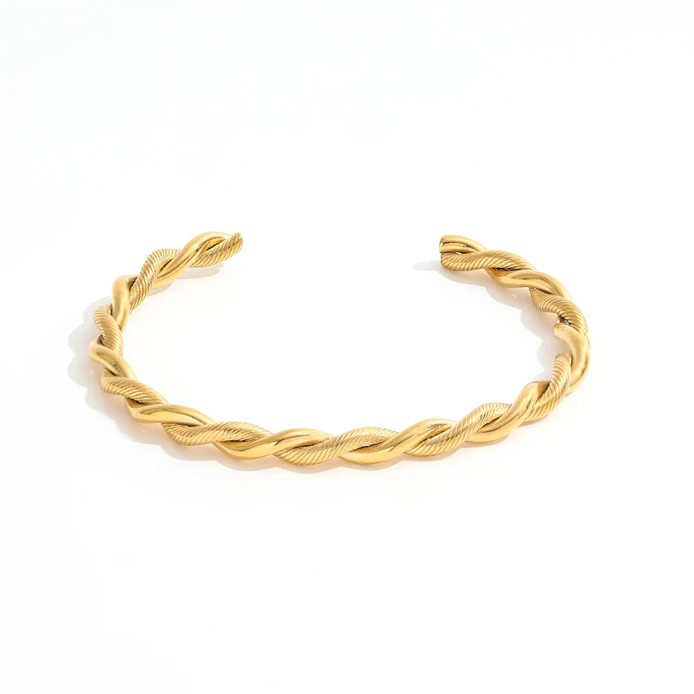 High End Gold & Silver Twist Rope Cuff Bracelet Women Adjustable Cuff Bangle Bracelet Stainless Steel Jewelry MegaBDM