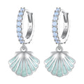 925 Sterling Silver Fine Hoop Earrings Ocean Series Sea Shell Ear Buckles with Pave CZ Enamel Process Women's Jewelry BSE842