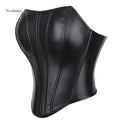 Women PU Faux Leather Tube Top Strapless Sleeveless Zip Side Bustier Corset Crop Top