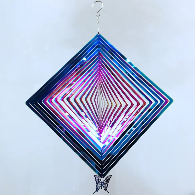 Factory Price 12 Inch Colorful Wind Spinner Butterfly Stainless Steel Rotating Metal Sheet 3D Wind Chime Pendant Decoration Gift