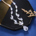 CAOSHI Delicate New Half Necklace Decorated With Leaf White Zircon Water Drop Pendant Pure Silver Pear Necklace Women Girls
