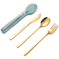Portable 304 Stainless Steel Cutlery Set Eco-Friendly Reusable Fork Spoon with Case for Dining Cooking Outdoor Feeding