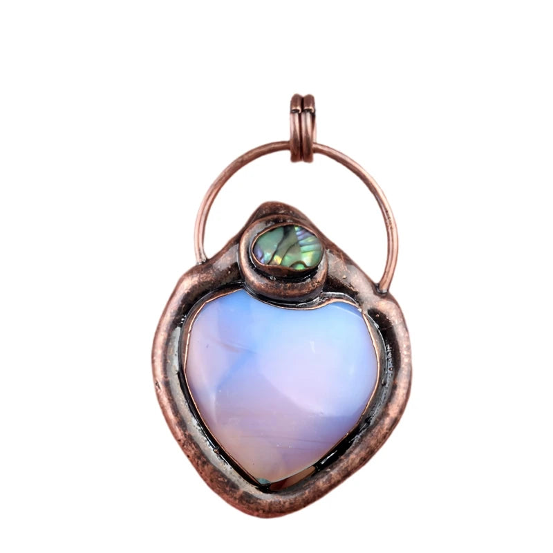 Good Quality Vintage Style Fine Jewelry Pendants Natural Heart Shape Syn.Opal Stone Pendant For Women