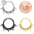G23 Titanium 16G 3 Spikes Septum Nose Ring Hoops 16G Clicker Ring Ear Tragus Cartilage Piercing Body Jewelry