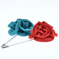 Rose Flower Brooches 15 Colors Fabric Floral Lapel Pins Copper Long Needle Plated Suit Accessory Lapel Pin Gifts for Weddings