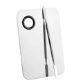 1 Set Stainless Steel Makeup Mixer Nail Art Polish Mixing Plate Foundation Eyeshadow Eye Shadow Mixer Palette with Spatula Rod