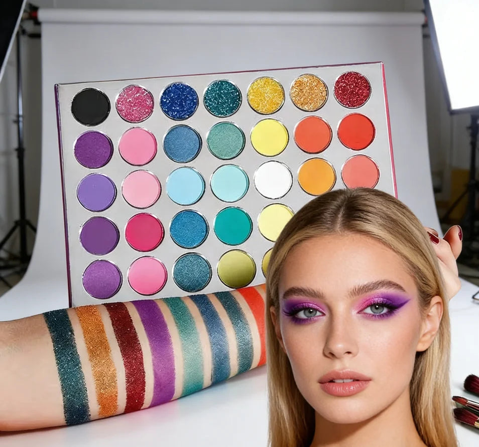 Hot Sale Long-Lasting Waterproof Metallic Luminous Shimmer Eye Shadow Wholesale Glitter Matte Colorful Powder Eye Shadow Palette