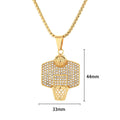 New Design Necklace Men's Basketball Backboard Zircon Pendant Hip Hop Sports Jewelry Stainless Steel Gold Plate Pendant Necklace