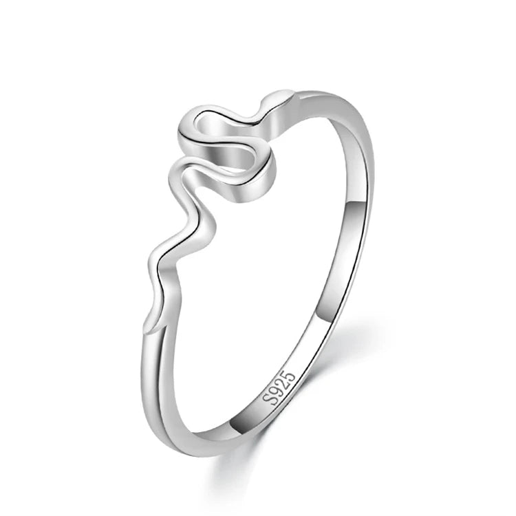 Simple Fine 925 Sterling Silver Women Fashion Snake Shape Ring