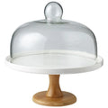 Creative Transparent Dust-proof Glass Cover  Table  with Ceramic  Tray Birthday Cake Rack
