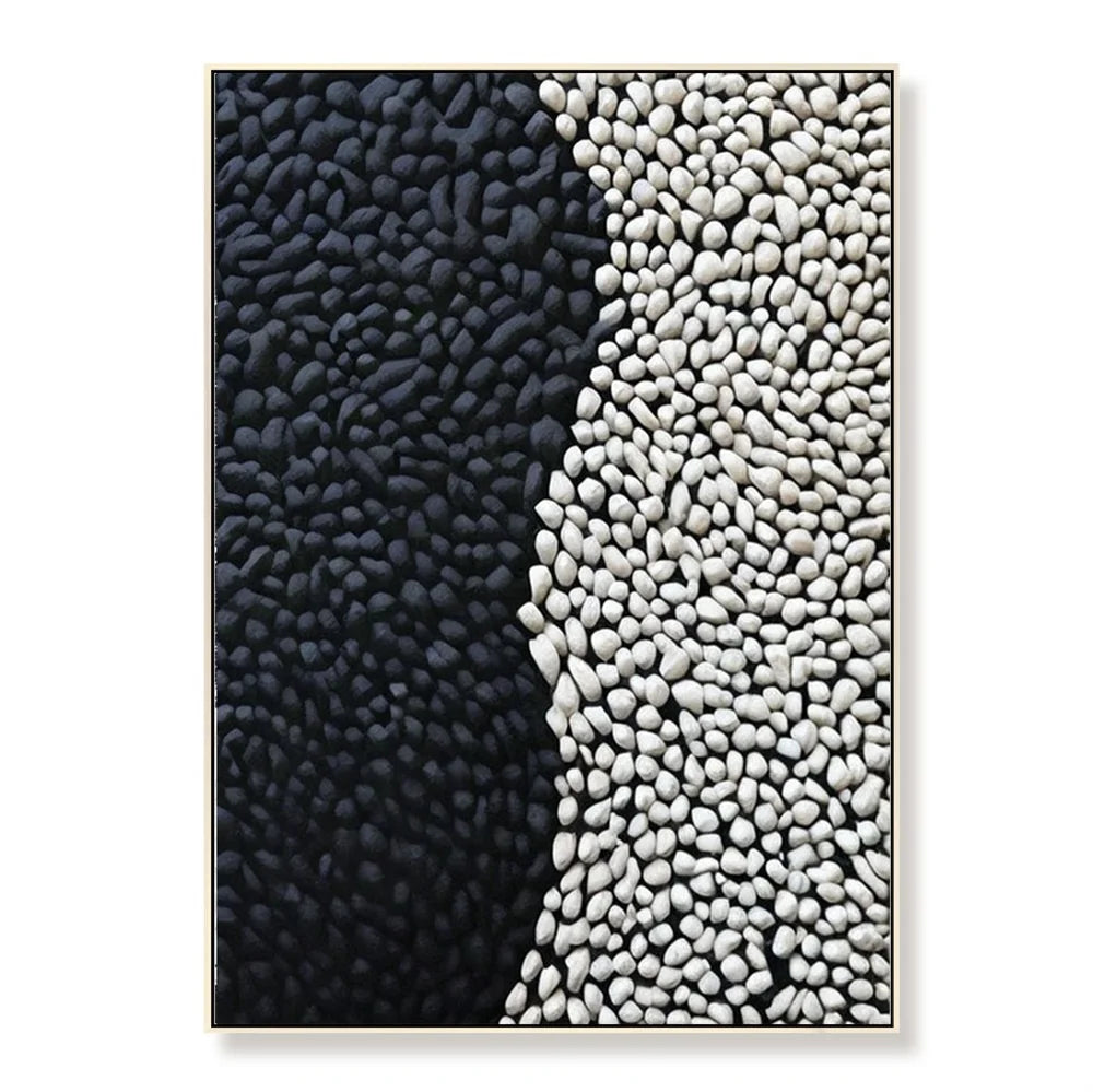 Modern Artwork White Black Art Painting With Frame 3D Artwork Abstract Textured Canvas Art Oil Paintings
